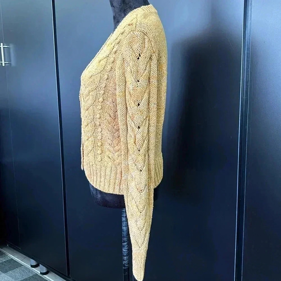 Goodthreads Chunky Cable knit cardigan,V-neck button down,camel marble color - Picture 4 of 12